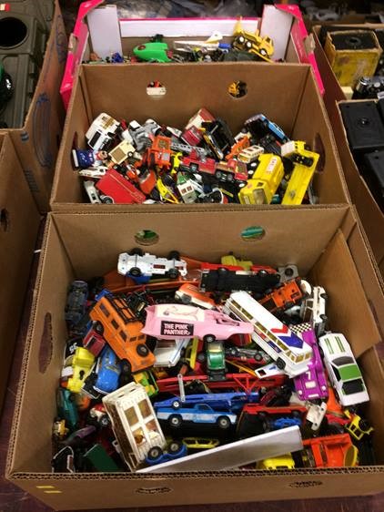 Three boxes of Die Cast toys