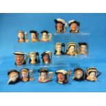 A set of small Royal Doulton character jugs, Henry VIII and his six wives, six extras and The Four