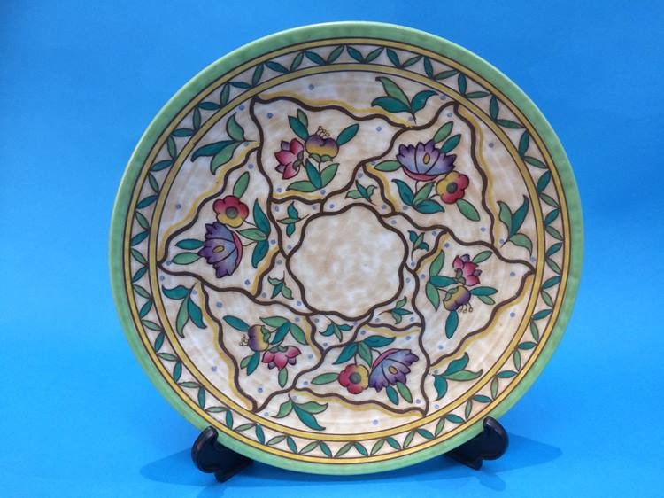 Three Crown Ducal wall chargers by Charlotte Rhead and a small dish (4) - Image 4 of 6