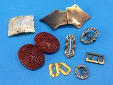 Eight various decorative buckles