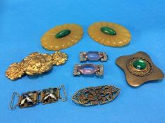 Six various decorative buckles