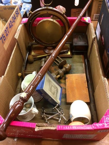 Tray of assorted including a dinner gong etc.