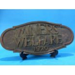 A large Edwardian bronze 'Miners Welfare 1920' wal