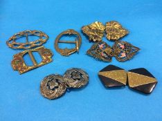 Seven various decorative buckles