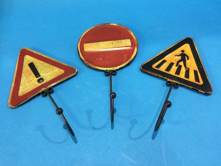 Three metalwork 'Road Sign' coat hangers - Image 2 of 3