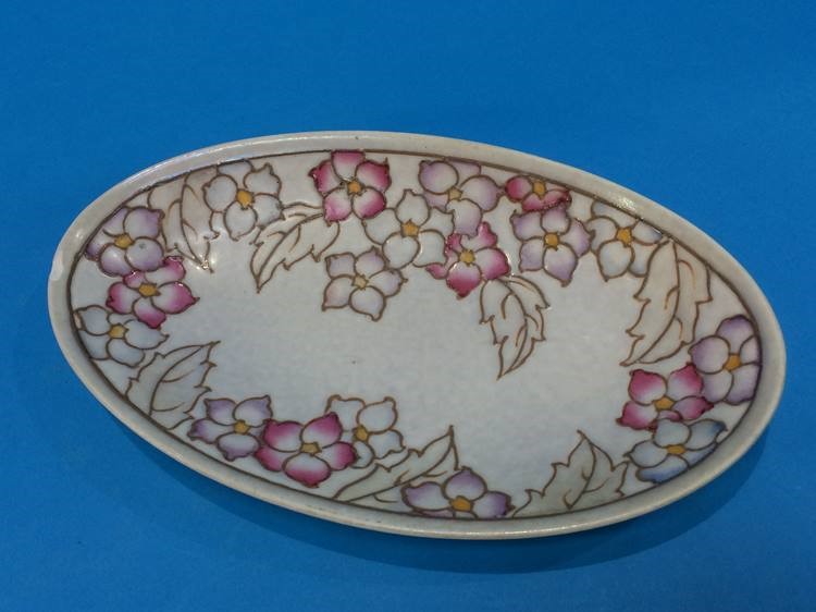 Three Crown Ducal wall chargers by Charlotte Rhead and a small dish (4) - Image 5 of 6