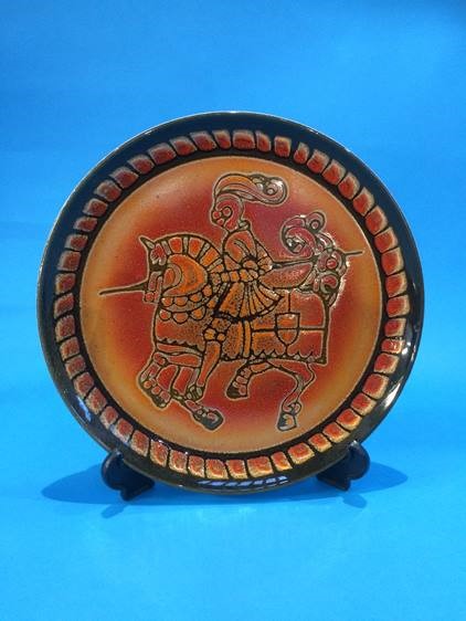 A Poole pottery charger by Diana Davis, 'Jouster' and another of an 'Owl' (2), 32cm diameter - Image 3 of 5