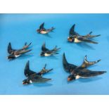 Two sets of three Beswick Swallows, numbered 757