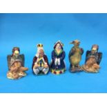 A Beswick Alice series 'Queen of Hearts', 'King of Hearts', 'Mock Turtle', and two 'Gryphons' (5)