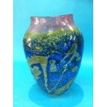 A Melting Pots Glassworks decorative glass vase, 26cm height