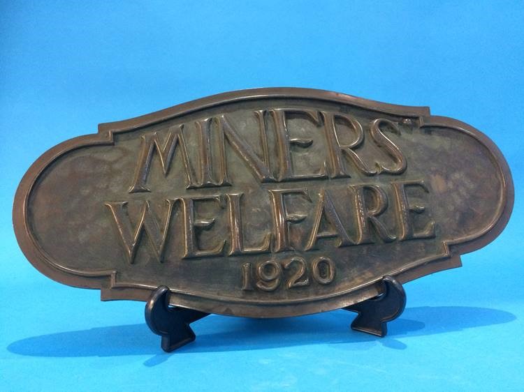 A large Edwardian bronze 'Miners Welfare 1920' wal - Image 2 of 3