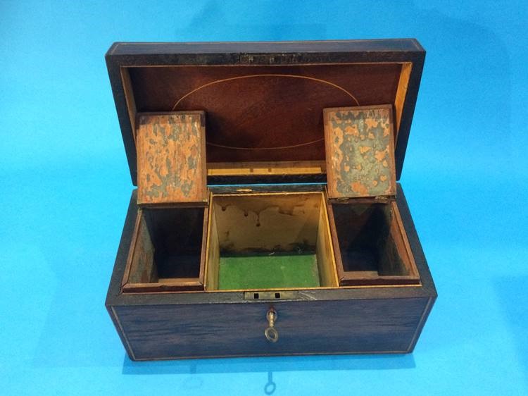 A mahogany tea caddy - Image 6 of 6