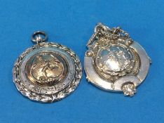 Two silver fobs