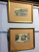 Norman Crosse, pair, watercolours, signed, 'Views of the Tees', 16 x 27cm