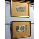 Norman Crosse, pair, watercolours, signed, 'Views of the Tees', 16 x 27cm