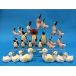 A collection of Beswick ducks and penguins