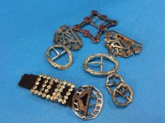 Eight various decorative buckles