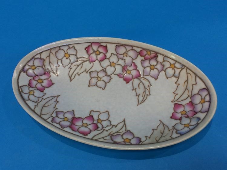 Three Crown Ducal wall chargers by Charlotte Rhead and a small dish (4) - Image 6 of 6