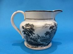 A small 19th century Sunderland cream jug with transfer prints, 9cm height