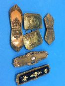 Five various buckles