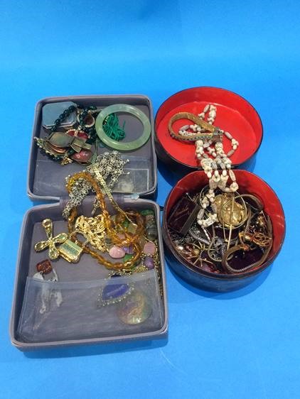 Two assorted boxes of costume jewellery