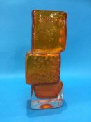 A Whitefriars orange 'Drunken Bricklayer' glass va