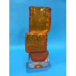 A Whitefriars orange 'Drunken Bricklayer' glass va