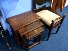 Piano stool and oak nest of tables