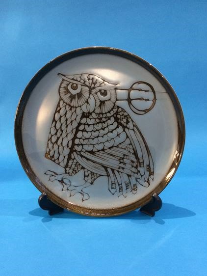 A Poole pottery charger by Diana Davis, 'Jouster' and another of an 'Owl' (2), 32cm diameter - Image 4 of 5