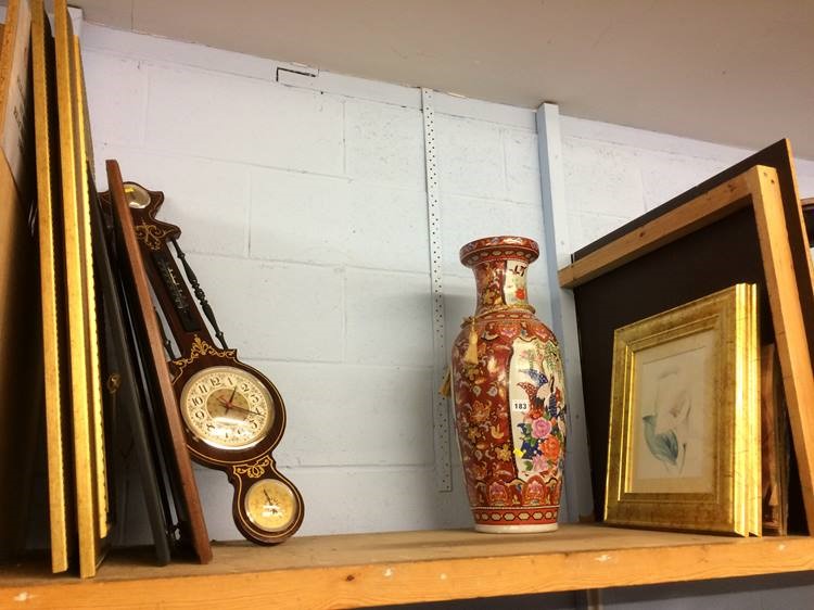 Prints, Oriental vase and a barometer