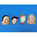 Four Beswick Art Deco wall masks, numbered 363, 36