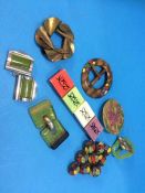 Eight various decorative buckles