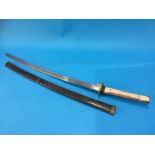 A Japanese Katana with metal green painted scabbar