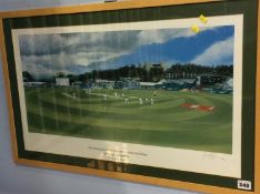 Signed limited edition print, after M. P. Speight, 'England v Zimbabwe, 2009'