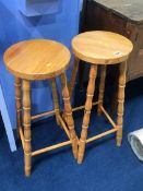 A pair of pine bar stools