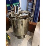 A silver plated Champagne bucket and six goblets