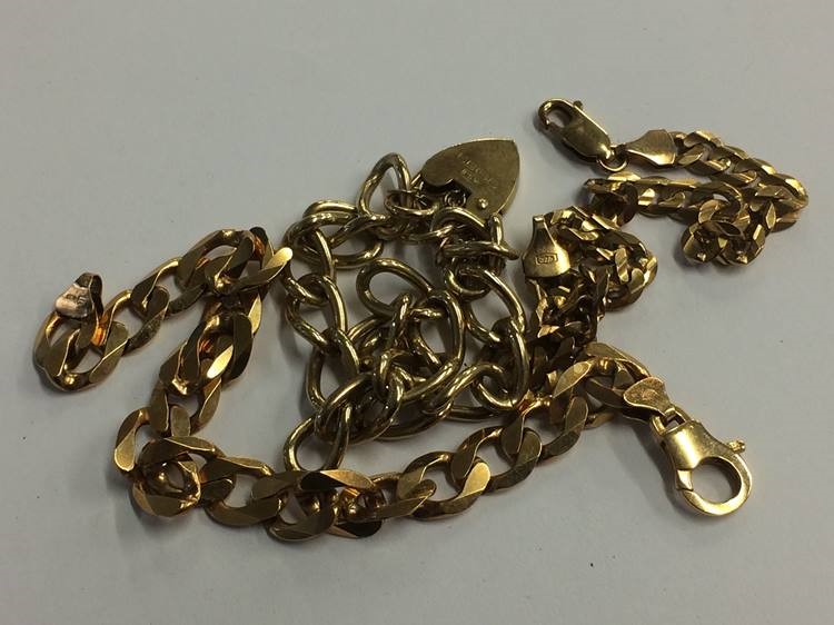 Three chains stamped '375', weight 47 gms