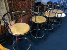 Four chrome bar stools