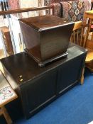 Pine commode and a large blanket box