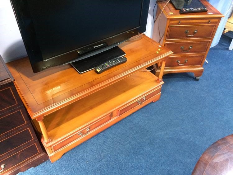 A yew wood side table, three drawer chest etc. - Image 2 of 2