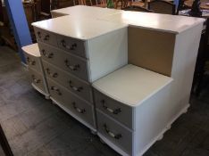 A modern chest of drawers and a pair of bedside drawers