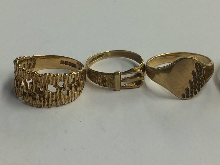 Five 9ct gold rings, weight 14.4 gms - Image 3 of 3