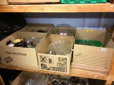 Five boxes of glassware etc.,