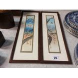 A small pair of Japanese decorative watercolours