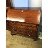 A Georgian mahogany fall front bureau, 101cm wide