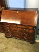 A Georgian mahogany fall front bureau, 101cm wide