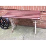 A cast iron garden table