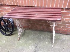 A cast iron garden table