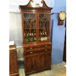 A superb quality reproduction mahogany Chapmans 'Siesta' secretaire bookcase, with swan neck