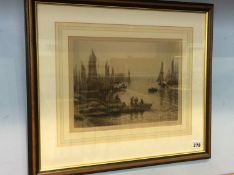 E. H. Barlow, 'Fishing Boats', coloured etching, signed in pencil, lower right